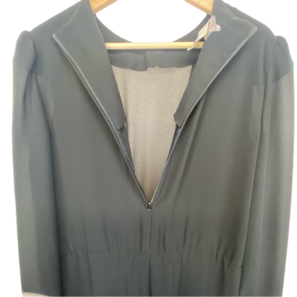 EUC VTG Black Jumpsuit - Sheer Layered Long Sleeved Tapered Leg 1970s Vintage - Picture 3 of 16